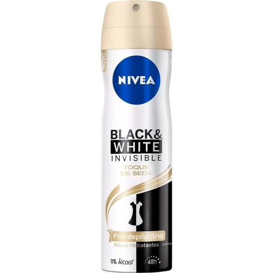 Imagem de Desodorante aerosol feminino nivea black & white invisible toque de seda 150ml