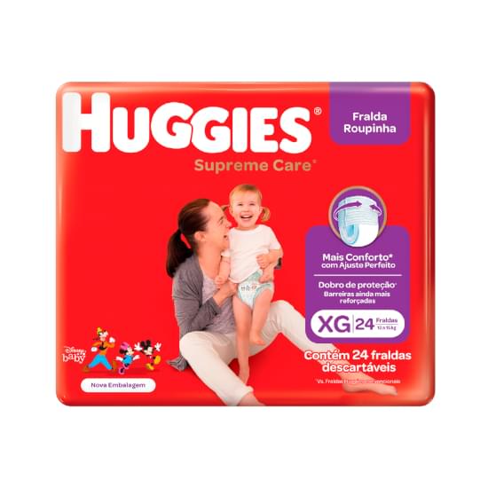 Imagem de Fralda infantil huggies roupinha supreme care tamanho xg mega | com 24 unidades