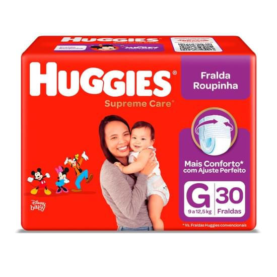 Imagem de Fralda infantil huggies roupinha supreme care tamanho g jumbo | com 30 unidades