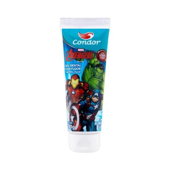 Imagem de Gel dental infantil com flúor bubble gum avengers condor bisnaga 100g