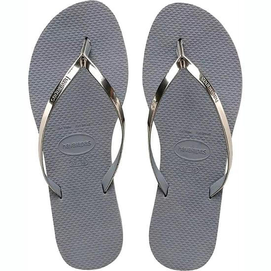 Imagem de Sandália havaianas feminina you metallic cinza aço 33/34