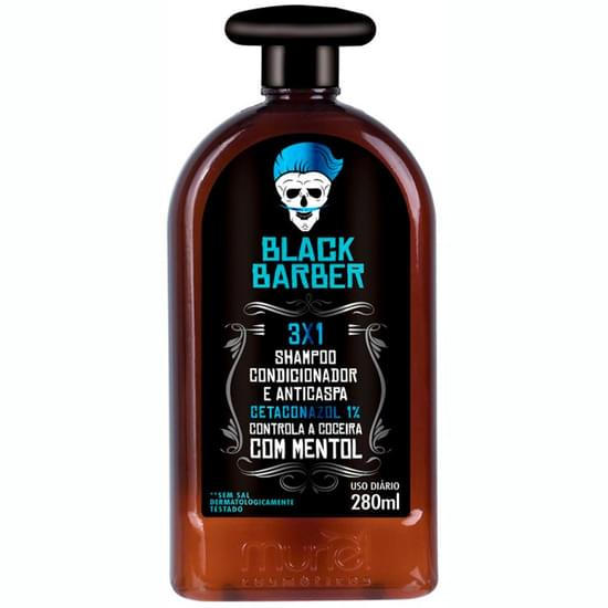 Imagem de Shampoo anticaspa muriel black barber 3 em 1 280ml