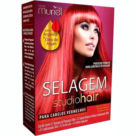 Imagem de Kit selagem muriel condicionante cabelo vermelho studio hair