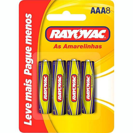 Imagem de Pilha rayovac rayovac zinco amarelinhas aaa8 cartela | com 8 unidades leve mais pague menos