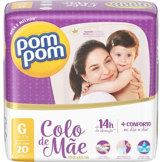 Imagem de Fralda infantil pom pom colo de mãe 14h tamanho g jumbo | com 20 unidades