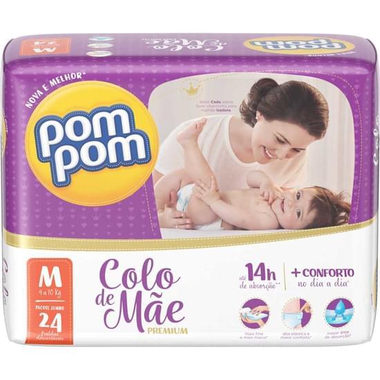 Imagem de Fralda infantil pom pom colo de mãe 14h tamanho m jumbo | com 24 unidades