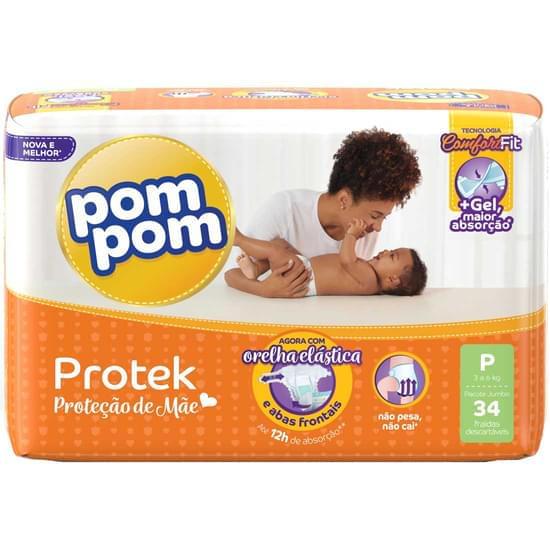 Imagem de Fralda infantil pom pom protek 12h tamanho p jumbo | com 34 unidades