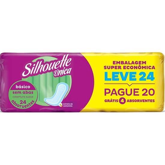 Imagem de Absorvente diário silhouette única sem abas básico suave leve 24 pague 20 unidades