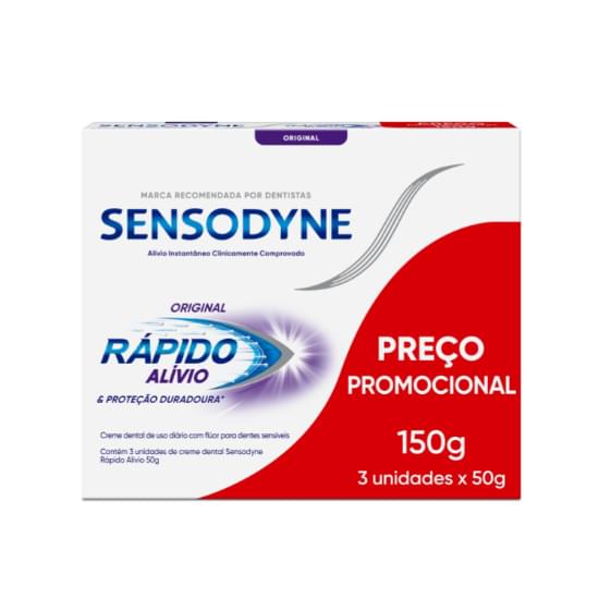 Imagem de Pack creme dental sensodyne rápido alívio & proteção duradoura caixa 50g cada leve 3 pague 2 unidades