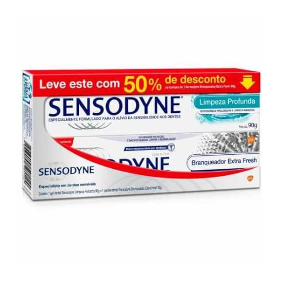 Imagem de Cd sensodyne kit 90g c/2 branqueador extra fresh leve limpeza profunda c/50%desconto