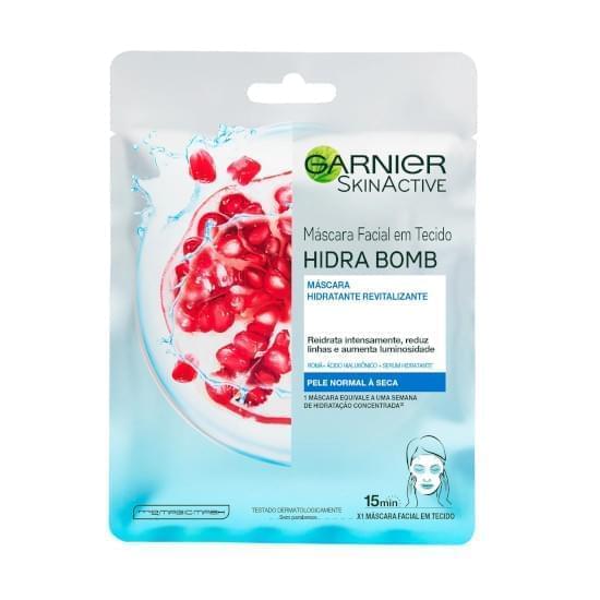 Imagem de Máscara facial em tecido garnier hidra bomb romã hidratante revitalizante para pele norma à seca 32g