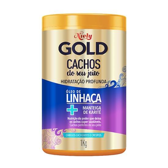 Imagem de Creme para tratamento niely gold cachos do seu jeito óleo linhança + manteiga de karité 1kg