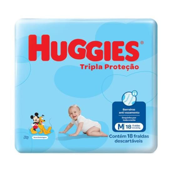 Imagem de Fralda infantil huggies tripla proteção tamanho m jumbinho | com 18 unidades