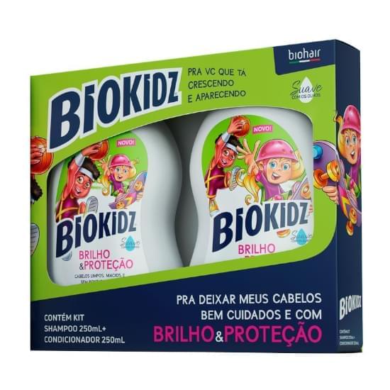 Imagem de Biokidz kit shampoo + condicioandor infantil brilho e proteção 6x2x250ml