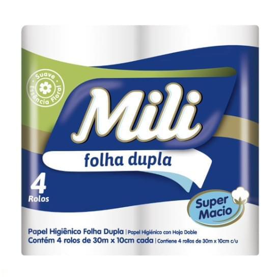 Imagem de Papel higiênico mili folha dupla neutro 30 metros | com 4 unidades