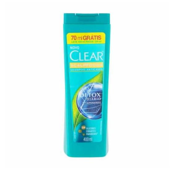 Imagem de Shampoo anticaspa clear scalpfoods detox diário frasco leve 400ml pague 330ml