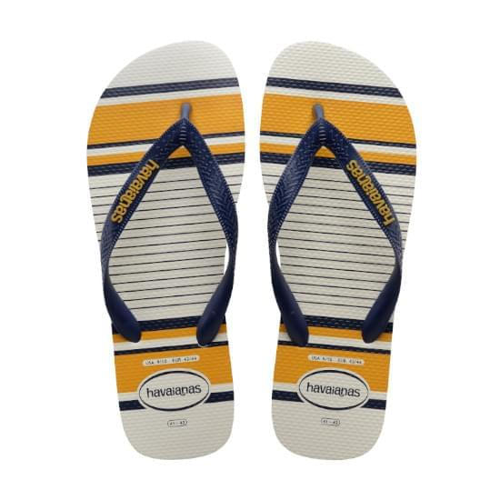 Imagem de Sandalia havaiana masculino top nautical branco/marinho/mostarda 37/38