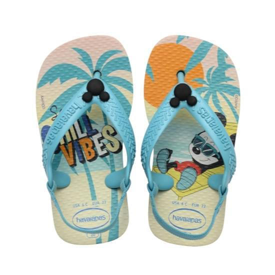 Imagem de Sandália havaianas baby disney classic bege palha/azul 17/18