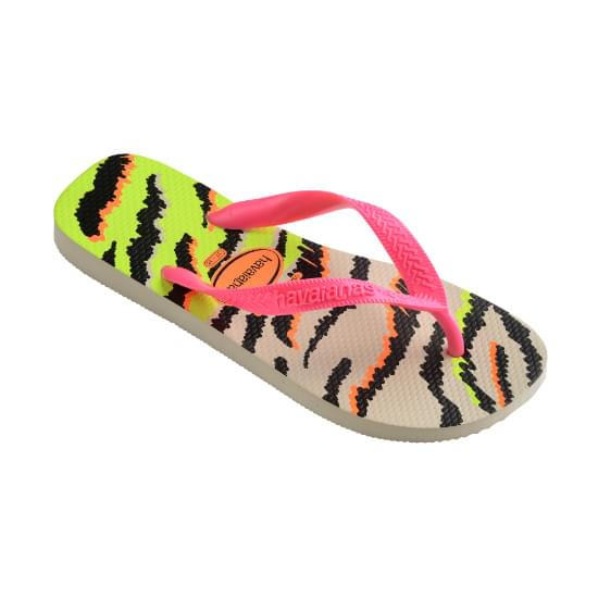 Imagem de Sandália havaianas feminina top animals bege palha/rosa 33/34