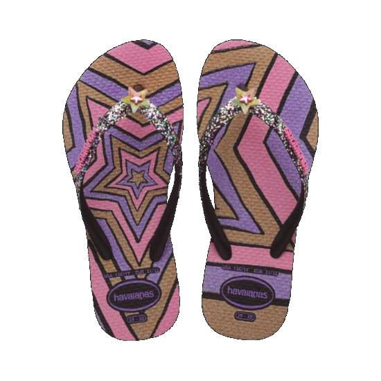 Imagem de Sandália havaianas feminina kids slim glitter ii preto 23/24