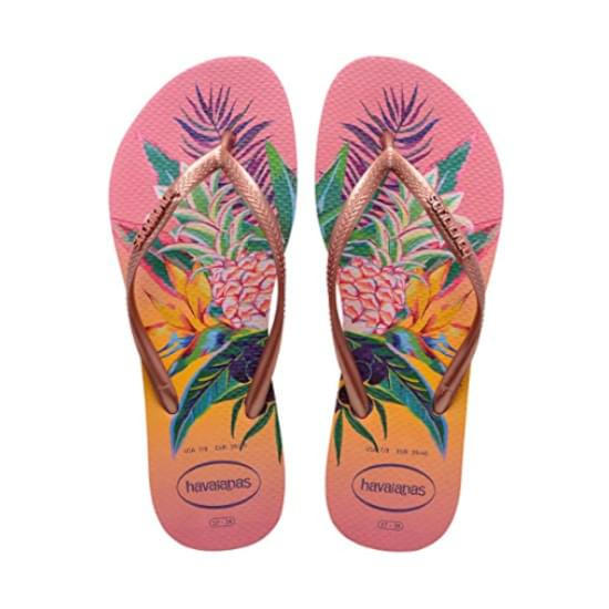 Imagem de Sandalia havaiana feminina slim tropical rosa porcelana 37/38