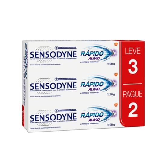 Imagem de Pack creme dental sensodyne rápido alívio & proteção duradoura caixa 90g cada leve 3 pague 2 unidades