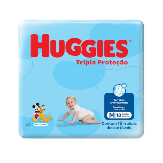 Imagem de Fralda infantil huggies tripla proteção tamanho m jumbinho | com 18 unidades