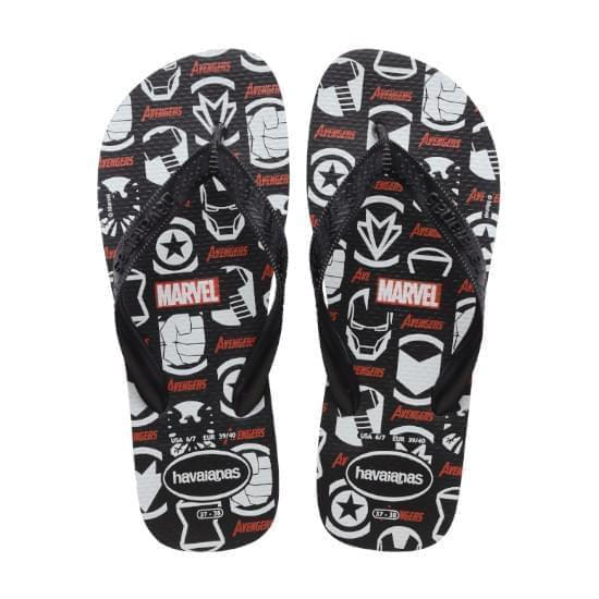 Imagem de Sandália havaianas masculina top marvel logomania preto 23/24