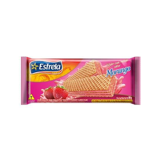 Imagem de Biscoito wafer estrela morango 80g