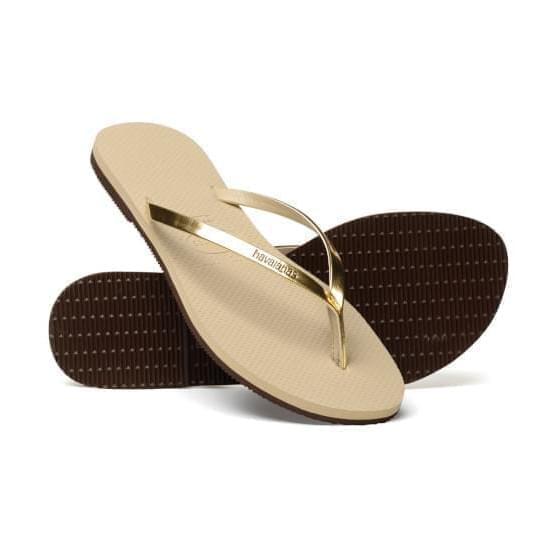 Imagem de Sandália havaianas feminina you metallic areia e dourado claro 41/42