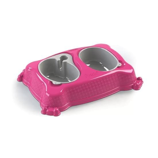 Imagem de Plast pet comedouro+bebedouro new pratic tamanho g rosa