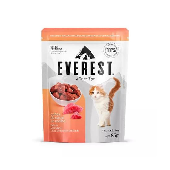 Imagem de Everest gatos adultos cubos de carne ao molho 85g m20