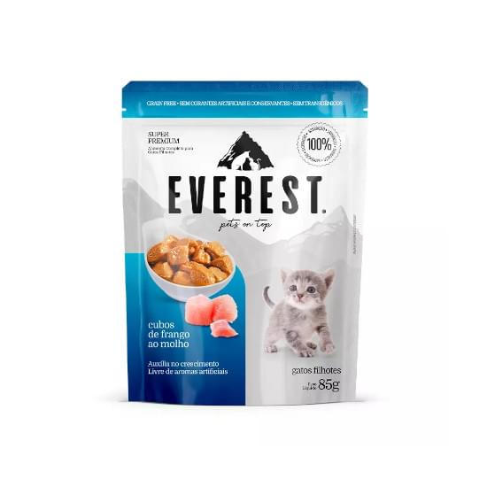 Imagem de Everest gatos filhotes cubos de  frango ao molho 85g m20