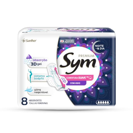 Imagem de Absorvente sym premium noturno suave com abas | com 8 unidades