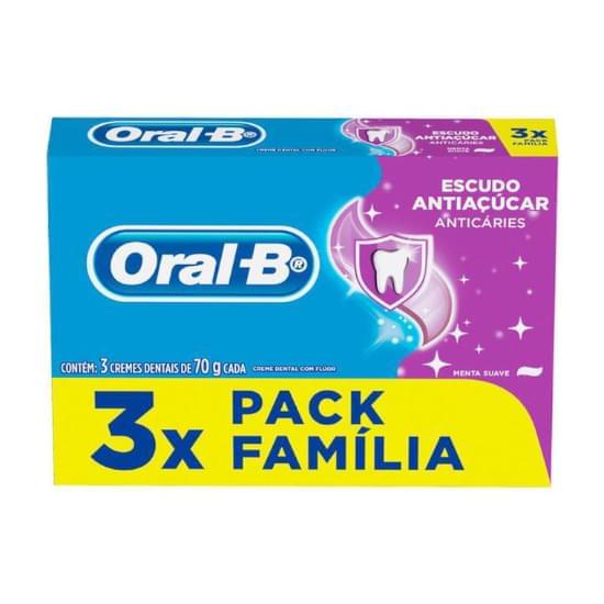 Imagem de Kit creme dental menta suave oral-b escudo antiaçúcar com 3 unidades de 70g