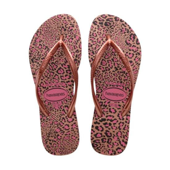 Imagem de Sandádalia havaiana femenino slim animals rosa crocus/dourado blush 33/34