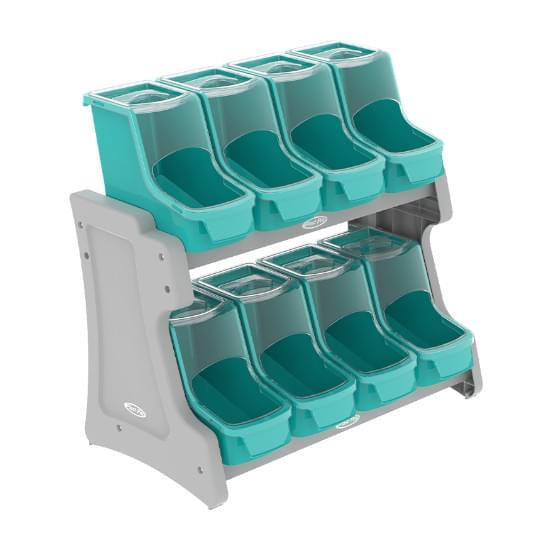 Imagem de Plast pet dispenser pdv balcão azul tiffany e cinza com 8 compartimentos