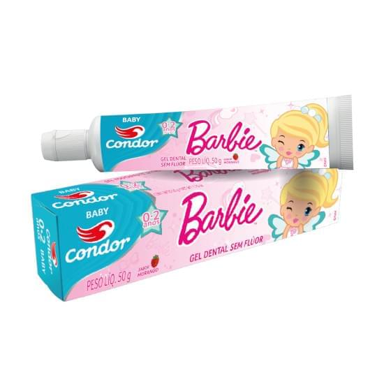 Imagem de Gel dental sem flúor morango barbie baby condor baby caixa 50g