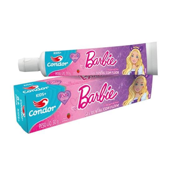 Imagem de Gel dental com flúor morango barbie condor kids caixa 50g