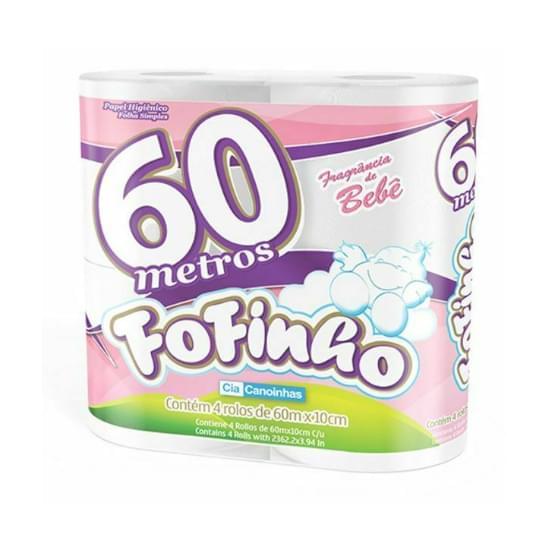 Imagem de Papel higiênico fofinho folha simples perfumado bebe 60m | pacote com 4 unidades