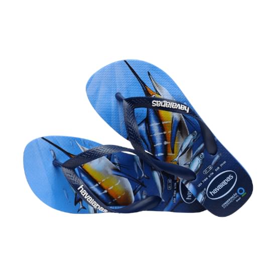 Imagem de Sandálias havaianas masculina conservação internacional azul estrela 35/36