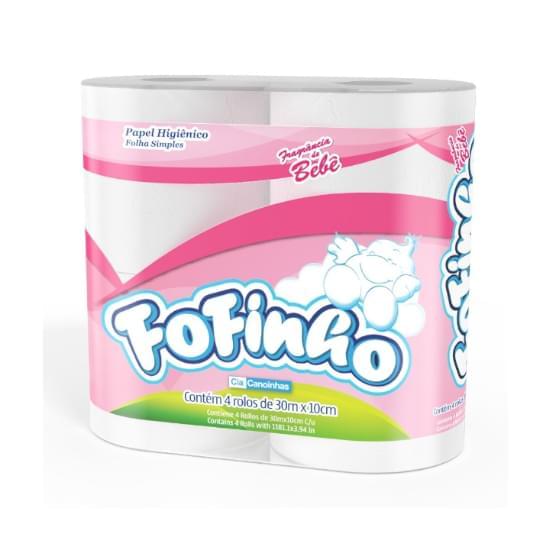 Imagem de Papel higiênico fofinho folha simples perfumado bebe 30m | pacote com 4 unidades