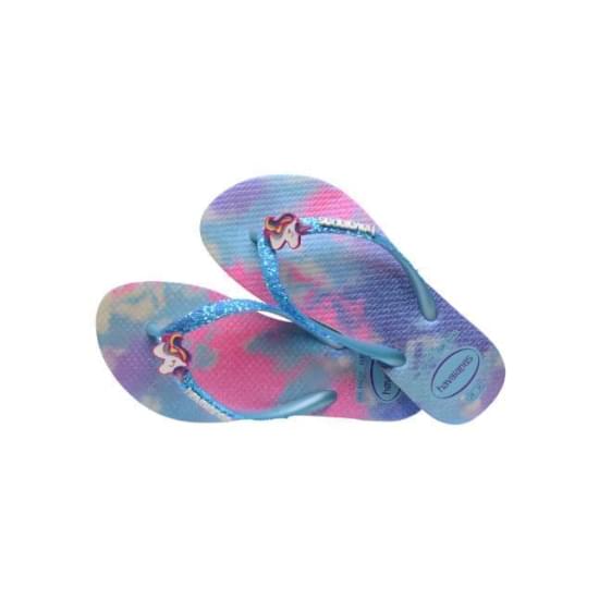 Imagem de Sandália havaianas feminina kids slim glitter ii branco/azul water 23/24