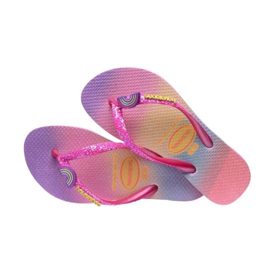 Imagem de Sandália havaianas feminina kids slim glitter ii pink lemonade/rosa flux 29/30