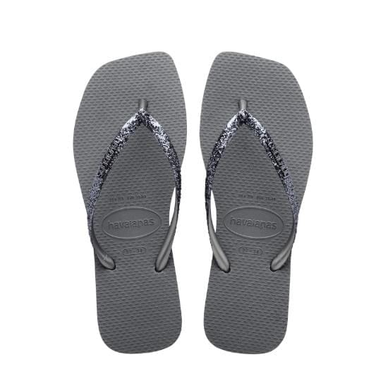 Imagem de Sandália havaianas feminina slim square glitter ii cinza aço 35/36