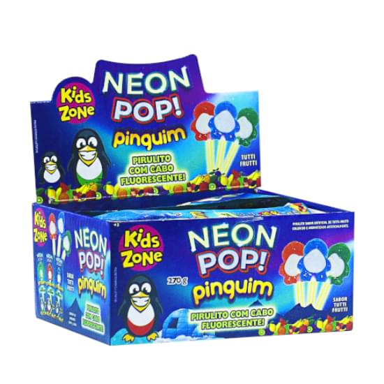 Imagem de Kids zone pirulito kids neon pop pinguim com 30 unidades