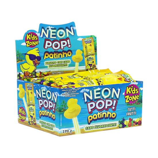 Imagem de Kids zone pirulito kids neon pop patinho com 30 unidades