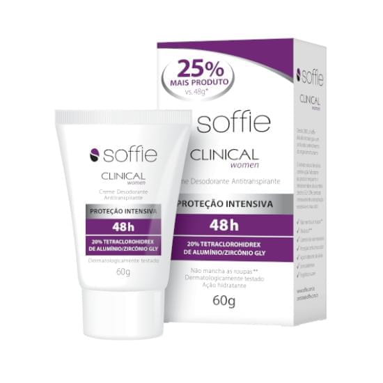 Imagem de Desodorante antitranspirante soffie clinical women 48h creme 60g