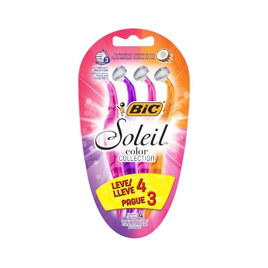 Imagem de Aparelho de depilar descartável bic soleil color collection leve 4 pague 3 unidades