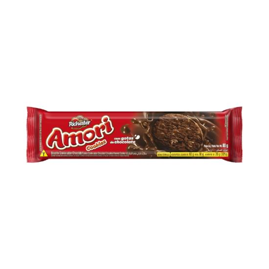 Imagem de Biscoito cookie chocolate com gotas de chocolate richester amori pacote 80g